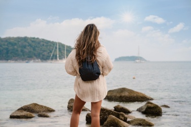 Logotrade Werbeartikel das Foto: Impact AWARE™ Rucksack aus recyceltem Denim mit Kordelzug