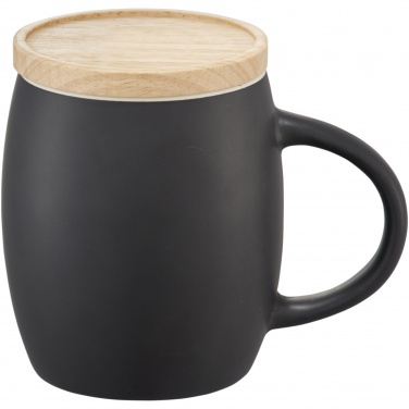 Logo trade promotional giveaways image of: Hearth 400 ml ceramic mug with wooden coaster