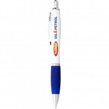 Logotrade corporate gift image of: Nash ballpoint pen with white barrel and coloured grip