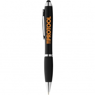 Logo trade promotional items picture of: Nash coloured stylus ballpoint pen with black grip