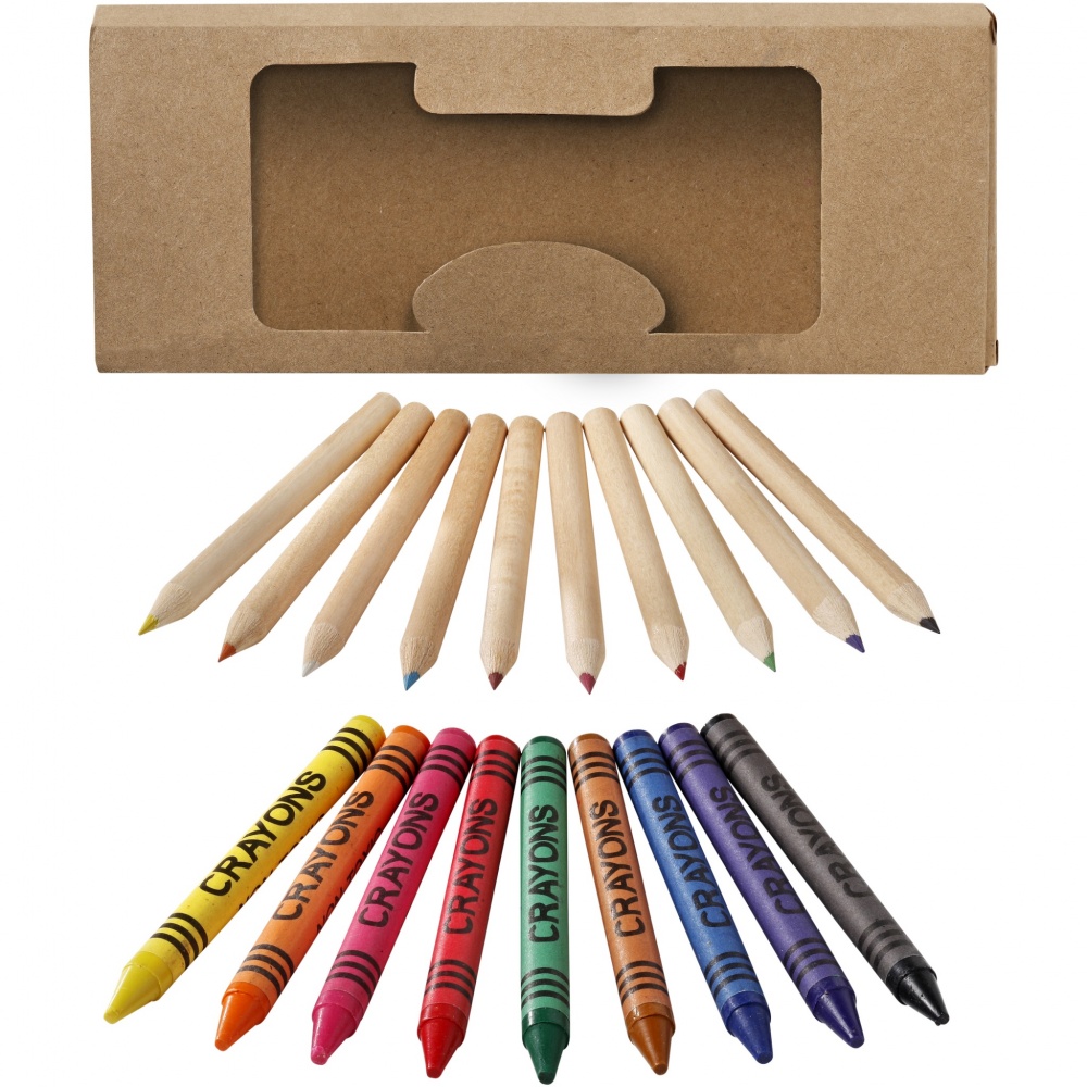 Logo trade promotional giveaways picture of: Lucky 19-piece coloured pencil and crayon set