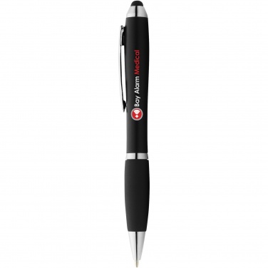 Logo trade promotional products image of: Nash coloured stylus ballpoint pen with black grip
