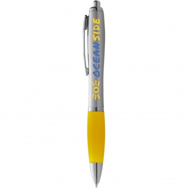 Logo trade corporate gifts picture of: Nash ballpoint pen silver barrel and coloured grip