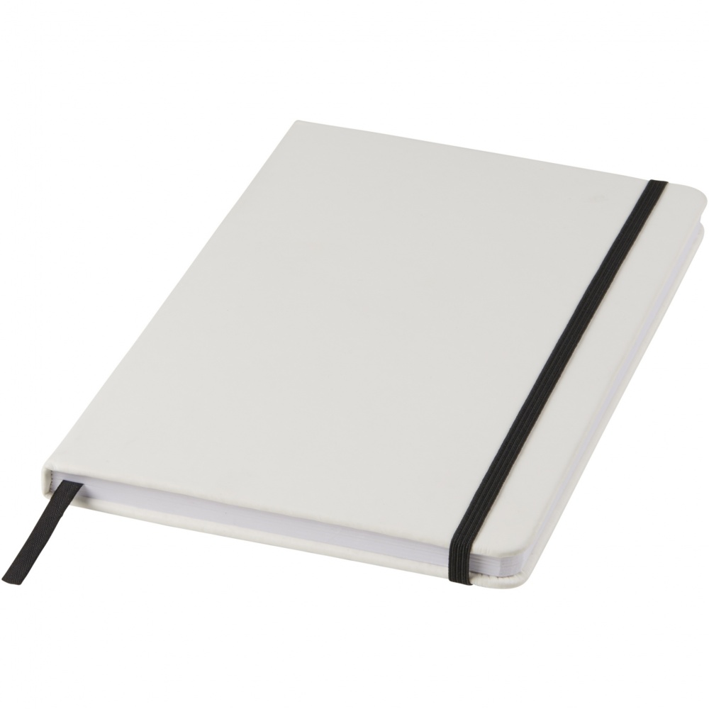 Logotrade advertising product picture of: Spectrum A5 white notebook with coloured strap