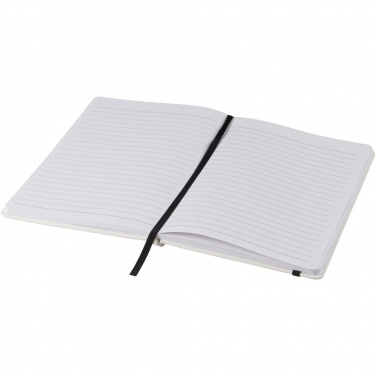 Logo trade promotional merchandise picture of: Spectrum A5 white notebook with coloured strap
