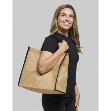 Logotrade promotional giveaway picture of: Harry coloured edge jute tote bag 25L