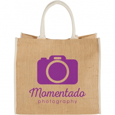 Logo trade promotional giveaways image of: Harry coloured edge jute tote bag 25L