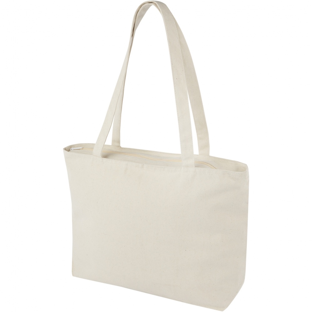 Logo trade advertising products image of: Ningbo 320 g/m² zippered cotton tote bag 15L