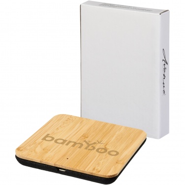 Logo trade promotional merchandise photo of: Leaf 5W bamboo and fabric wireless charging pad