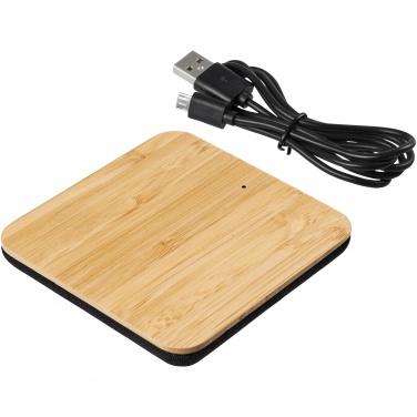 Logo trade promotional item photo of: Leaf 5W bamboo and fabric wireless charging pad