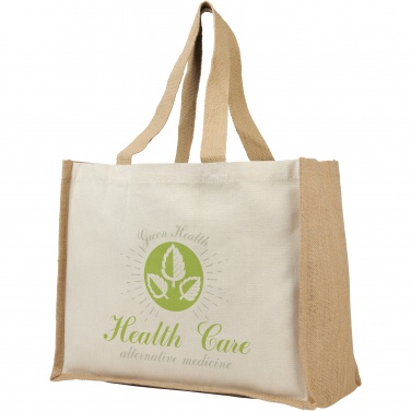 Logo trade promotional items image of: Varai 320 g/m² canvas and jute shopping tote bag 23L