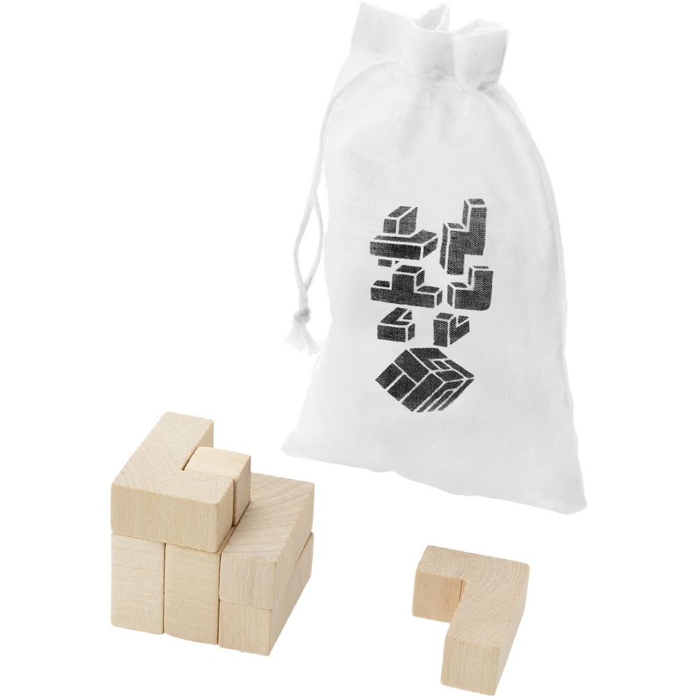 Logotrade corporate gift picture of: Solfee wooden squares brain teaser with pouch