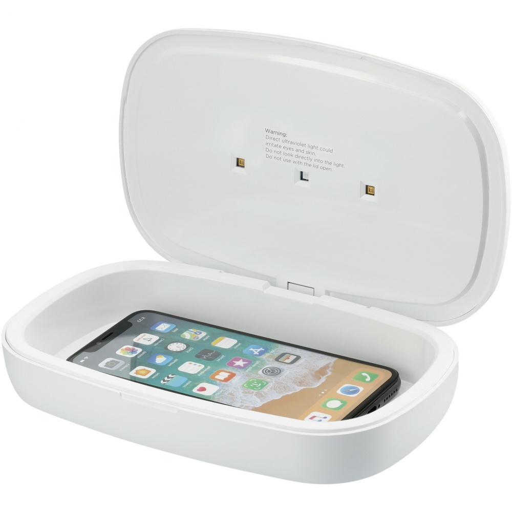 Logo trade promotional gift photo of: Capsule UV smartphone sanitizer with 5W wireless charging pad