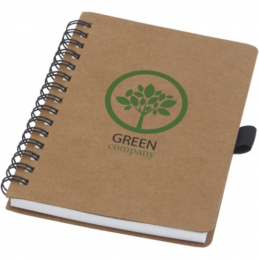 Logo trade business gift photo of: Cobble A6 wire-o recycled cardboard notebook with stone paper