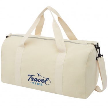 Logo trade promotional product photo of: Pheebs 450 g/m² recycled cotton and polyester duffel bag 24L