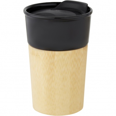 Logo trade promotional item photo of: Pereira 320 ml porcelain mug with bamboo outer wall