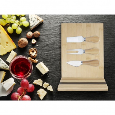 Logo trade promotional items image of: Mancheg bamboo magnetic cheese board and tools