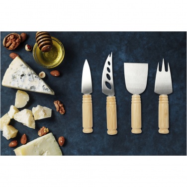 Logotrade promotional item image of: Cheds 4-piece bamboo cheese set