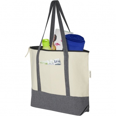 Logo trade advertising products picture of: Repose 320 g/m² recycled cotton zippered tote bag 10L