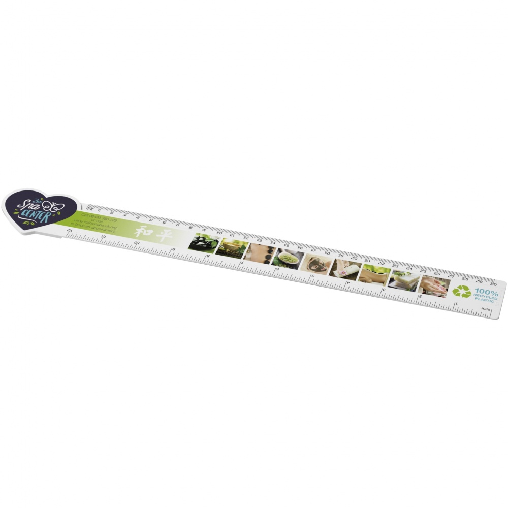 Logo trade promotional giveaway photo of: Tait 30cm heart-shaped recycled plastic ruler