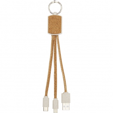 Logotrade promotional item picture of: Bates wheat straw and cork 3-in-1 charging cable