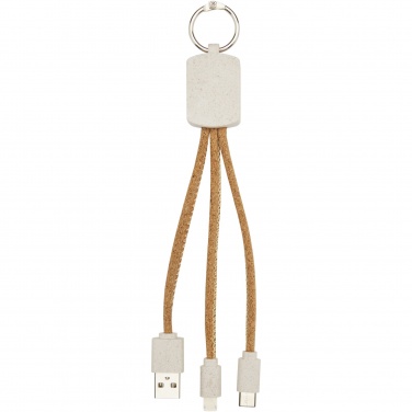 Logo trade business gifts image of: Bates wheat straw and cork 3-in-1 charging cable