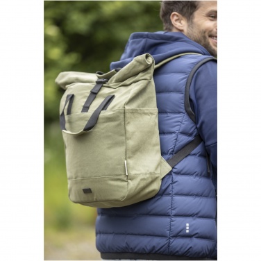 Logo trade advertising products image of: Joey 15” GRS recycled canvas rolltop laptop backpack 15L