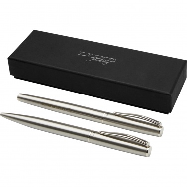 Logo trade corporate gifts image of: Didimis recycled stainless steel ballpoint and rollerball pen set