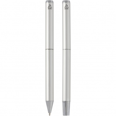 Logotrade advertising products photo of: Lucetto recycled aluminium ballpoint and rollerball pen gift set