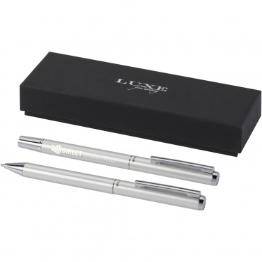 Logo trade promotional gift photo of: Lucetto recycled aluminium ballpoint and rollerball pen gift set