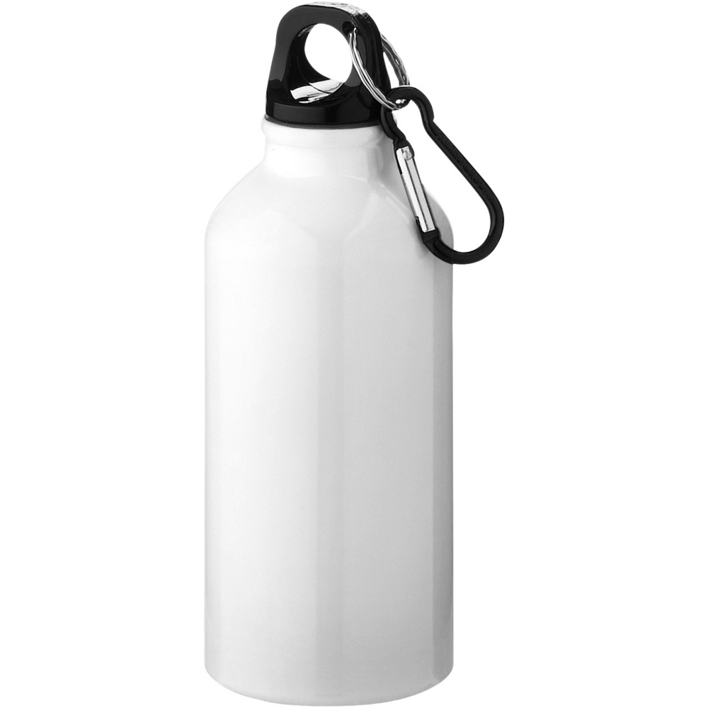 Logo trade promotional merchandise image of: Oregon 400 ml RCS certified recycled aluminium water bottle with carabiner