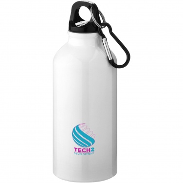 Logo trade promotional gift photo of: Oregon 400 ml RCS certified recycled aluminium water bottle with carabiner