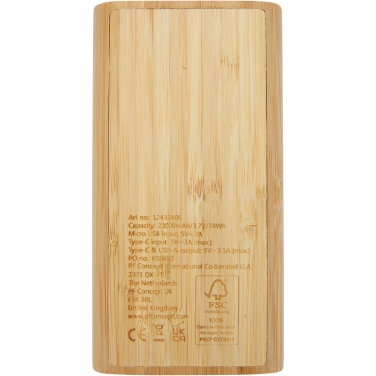 Logotrade promotional product picture of: Tulda 20.000 mAh bamboo power bank