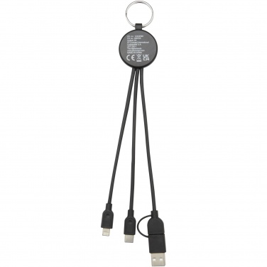 Logotrade corporate gift image of: Tecta 6-in-1 recycled plastic/bamboo charging cable with keyring