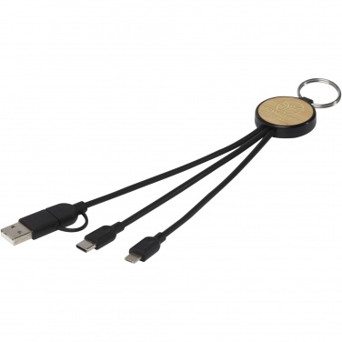 Logotrade promotional gift picture of: Tecta 6-in-1 recycled plastic/bamboo charging cable with keyring