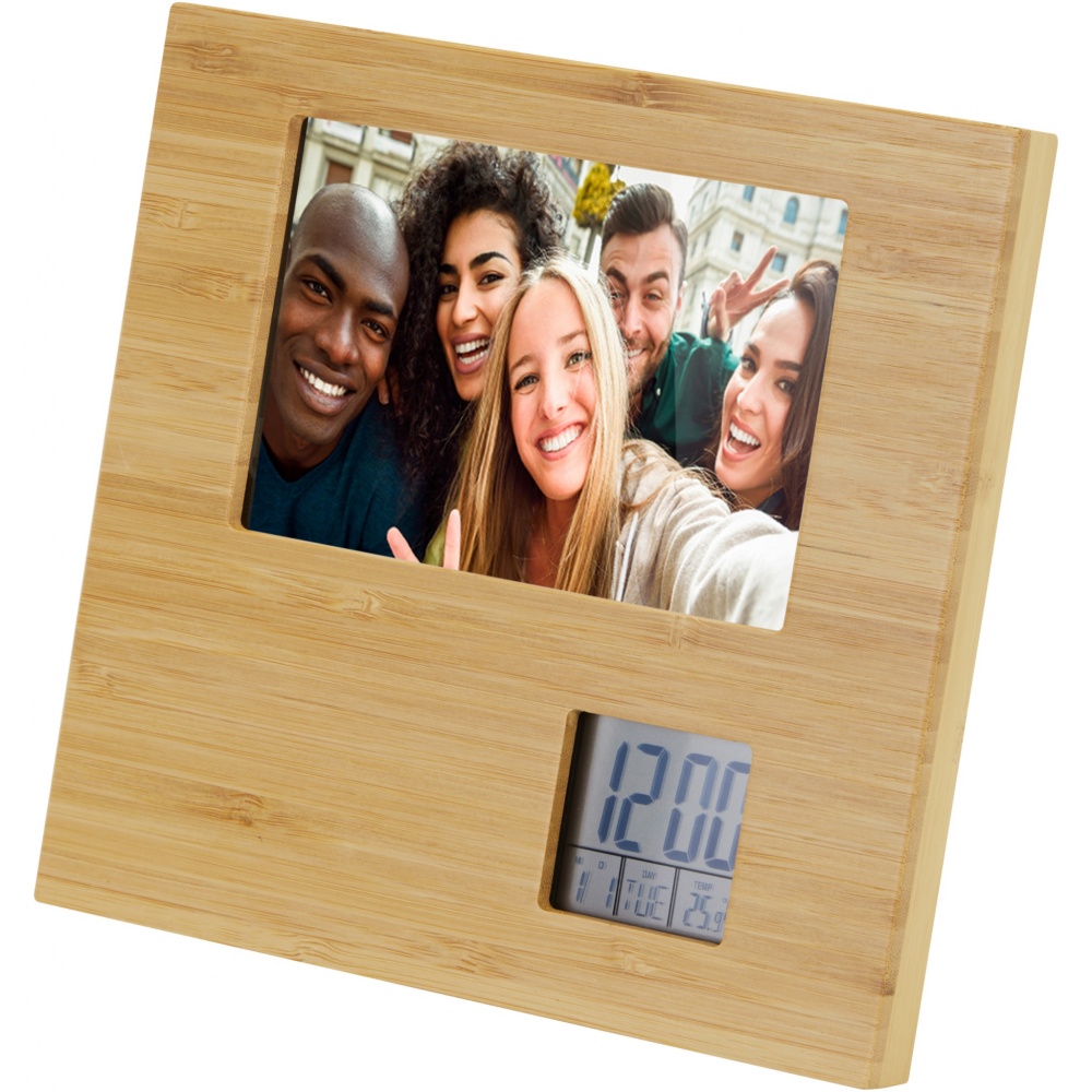 Logo trade promotional merchandise image of: Sasa bamboo photo frame with thermometer