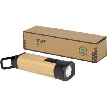 Logotrade promotional merchandise image of: Kuma bamboo/RCS recycled plastic torch with carabiner