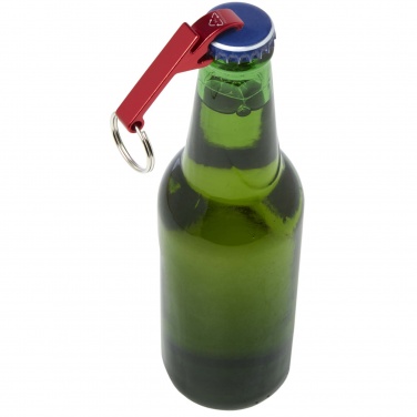 Logotrade advertising product image of: Tao RCS recycled aluminium bottle and can opener with keychain 