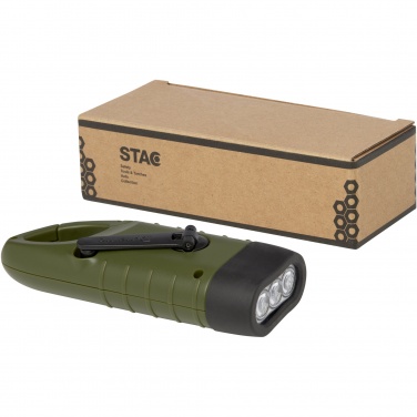 Logo trade corporate gifts image of: Helios recycled plastic solar dynamo flashlight with carabiner