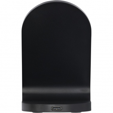 Logotrade promotional product picture of: Loop 15W dual coil RCS recycled plastic wireless charging stand
