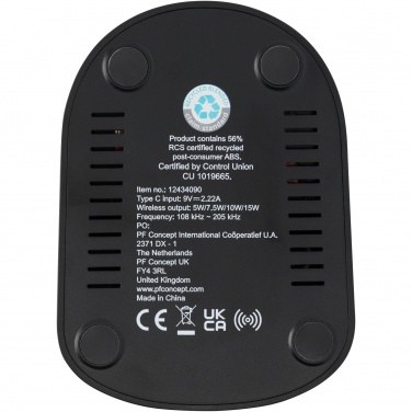 Logotrade promotional merchandise image of: Loop 15W dual coil RCS recycled plastic wireless charging stand