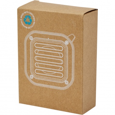 Logotrade promotional gift image of: Solo 3W IPX5 RCS recycled plastic solar Bluetooth® speaker with carabiner 