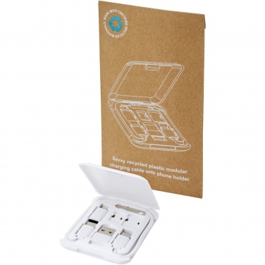 Logotrade promotional merchandise image of: Savvy recycled plastic modular charging cable with phone holder