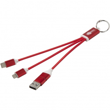 Logo trade promotional gifts picture of: Metal 4-in-1 recycled aluminium charging cable with keychain