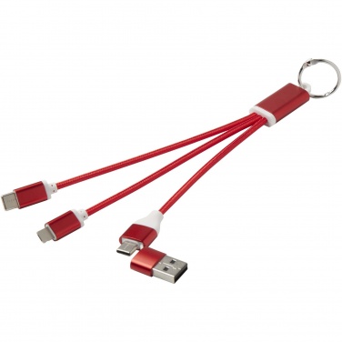 Logotrade promotional merchandise image of: Metal 4-in-1 recycled aluminium charging cable with keychain