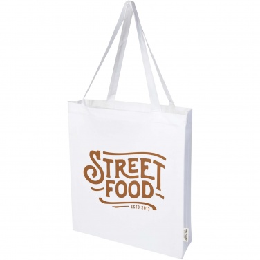 Logo trade promotional gifts picture of: Madras 140 g/m² GRS recycled cotton gusset tote bag