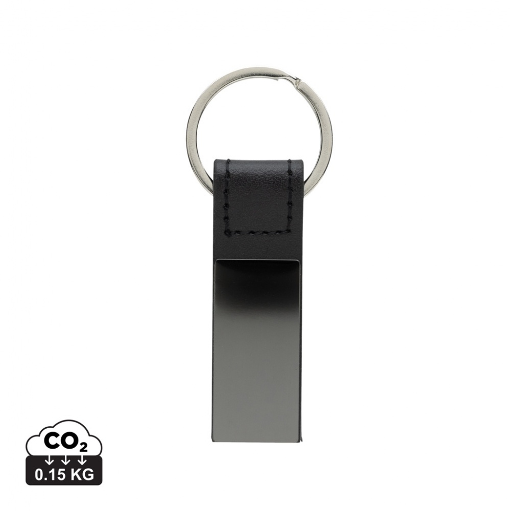 Logo trade promotional merchandise picture of: Luxury PU keychain RCS recycled zinc alloy