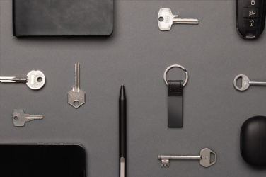 Logo trade corporate gifts picture of: Luxury PU keychain RCS recycled zinc alloy