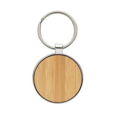 Logotrade promotional product image of: RCS recycled zinc alloy round keychain with bamboo