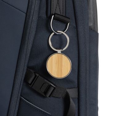 Logotrade promotional merchandise picture of: RCS recycled zinc alloy round keychain with bamboo